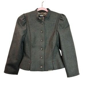 Geiger Austria Wool Womens Plaid Blazer Jacket 38 Dark Academia Feminine‎ Preppy